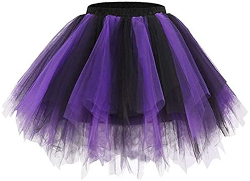 ORANDESIGNE Donna Balletto Tutu Minigonna Principessa Petticoat Sottogonne Retro 50s Rockabilly tutù in Tulle Danza Gonna per Costume Festa Prom Partito, Lunghezza 45 cm B Viola M
