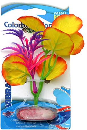 ColorBurstFlorals Yellow Lily Leaf Mini Betta Silk Aquarium Plant