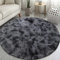 Teppich Rund Teppich Wohnzimmer Hochflor Teppiche Langflor Wohnzimmerteppich für Wohnzimmer Flauschiger Teppich Schlafzimmer Outdoor Carpet (Schwarz grau, 160cm)
