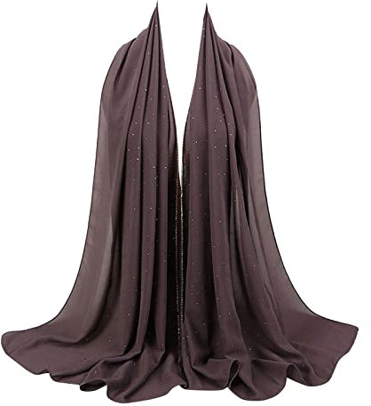 Seiden-Tuch für Damen Mädchen Muslimische Perlen Chiffon Diamanten Hijab Frühling Sommer Lange Damen Bedecktes Kopftuch Loop-Schal mit Blumen-Muster Schlauchschal Schals Halstuch Loopschal