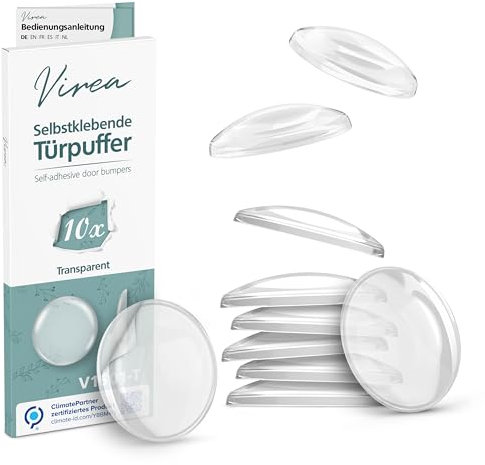 virea 10 x Fermaporta 40 x 8 mm Trasparente - - Paracolpi autoadesivi per porte - - Paracolpi elastici per pareti - - Per proteggere pareti e mobili - - Paracolpi per la maniglia della porta