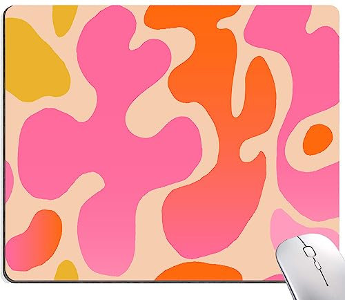 SANWUMIAN Tapis de souris moderne abstrait, joli tapis de souris rose imperméable et antidérapant avec base en caoutchouc pour femme, bureau, ordinateur portable