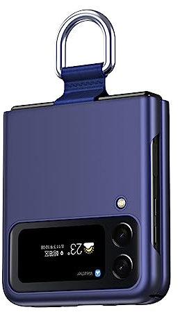 BORYA Cover per Samsung Galaxy Z Flip4 (Flip 4) 5G, Ultra Sottile Antiurto Premium Silicone Duro PC Custodia, Pieghevole Antigraffio Setoso Opaco Case con Anello 360°, Blu