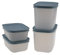 Tupperware Contenitore congelatore 450 ml (2) + 1,1 l (2) cristallo di ghiaccio blu fumo