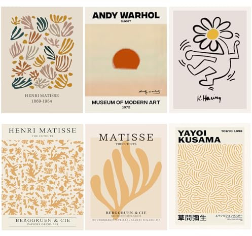 LOZULO Gelb Abstrakt Leinwand Bilder Matisse Poster Set, Modern Wandbilder Deko Wohnzimmer Schlafzimmer Wanddeko Pictures Aesthetic Room Decor Posters Bilderset A4, ohne Rahmen