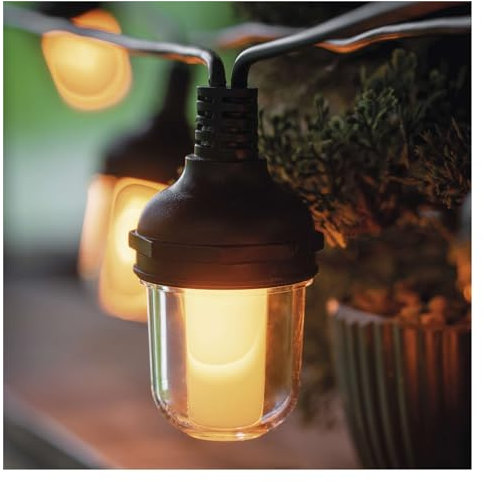 EMOS LED-Lichterkette extra warmweiß für Innen und Außen, 4,5m lange Partylichterkette mit 10 LED-Vintage-Lampen, 5m Anschlusskabel mit Netzteil, IP44 für Partys, Weihnachten, Deko, flackerndes Licht