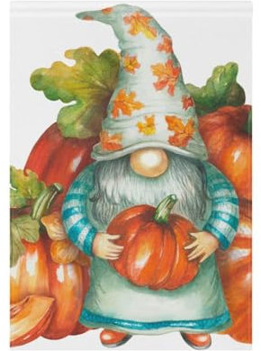 ZRWLUCKY Nain de jardin orange à l'aquarelle de Thanksgiving avec citrouille, 71,1 x 101,6 cm, drapeaux de jardin double face pour extérieur, cour, maison, pelouse, porche, vacances, grands drapeaux