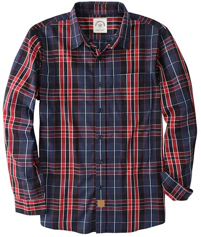 Dubinik® Chemise Homme Casual Poche Leger Doux Regular Bouton Classiques Carreaux Manches Longues Bleu Marine Rouge 052 4XL