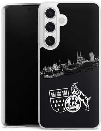 Silikon Hülle kompatibel mit Samsung Galaxy S 24 Case transparent Handyhülle 1. FC Köln Skyline Offizielles Lizenzprodukt