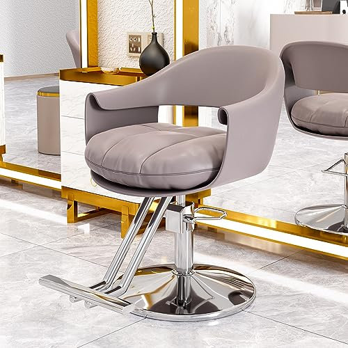 Friseurstuhl, grau, robuste Hydraulikpumpe, 360° drehbar, verstellbar, Spa-Beauty-Ausrüstung, Heimfriseure, Friseursalon, Stuhl – zuverlässig und langlebig