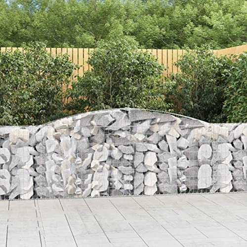 LAPOOH Gabionen mit Hochbogen 9 STK Gabionenkörbe, Gabionen Hochbeet, Steinkorb, Gabionengitter, Drahtkorb Für Pflanzen, Kräuterspirale Für Garten, 400x30x100/120cm Verzinktes Eisen