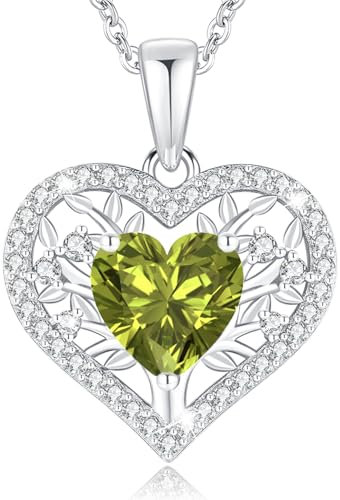 LAVUMO Collar Mujer Corazón Árbol de la Vida Joyas Mujer Plata de Ley 925 Regalos Originales Esposa Mamá Novia Navidad Cumpleaños Día San Valentín Regalo (Plata-08-Agosto)
