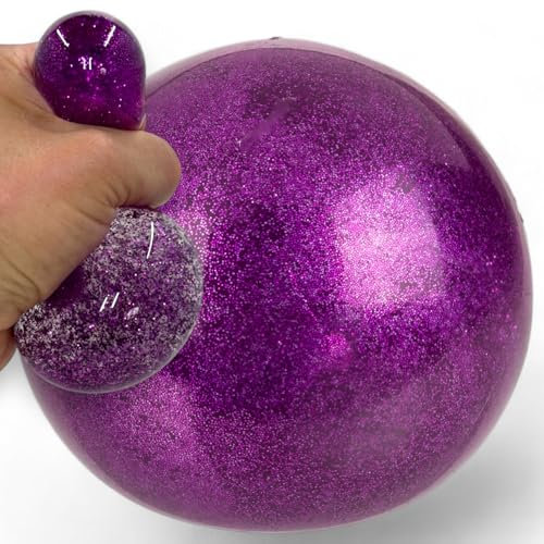 MIJOMA Balle de piscine scintillante à paillettes - 7 cm - Flexible et durable - Pour enfants et adultes - Favorise la concentration - Violet