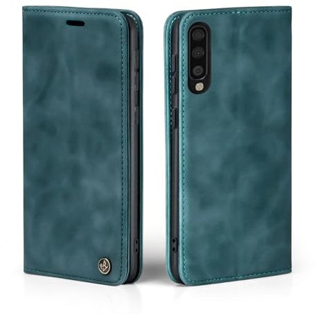 LBH Handyhülle für Samsung Galaxy A70 in Petrol Blau mit Karten- und Geldfach Smartphone Hülle mit Standfunktion Flip Case Schutzhülle Magnetverschluss Vintage