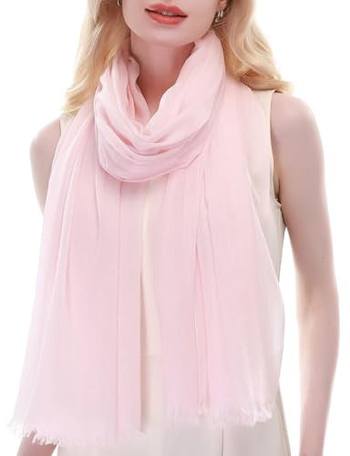 RIIQIICHY Scarf for Women Ladies Lightweight Scarves Pink Pashmina Shawls Wraps Wedding Head Neck Scarfs
