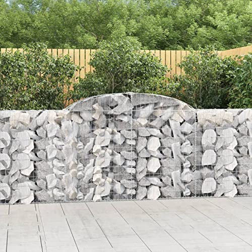 Bulliing Gabionen mit Hochbogen 3 STK. 300x30x100/120cm Verzinktes Eisen WasserzapfsäUle Garten Pflanzsteine Beton Garten Stapelbar Gabionen Zaun Gabionen ZaunGabionen
