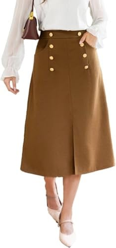 Belle Poque Damen Vintage Elegante Rock A-Linie Rock Braun S BP0016A24-02