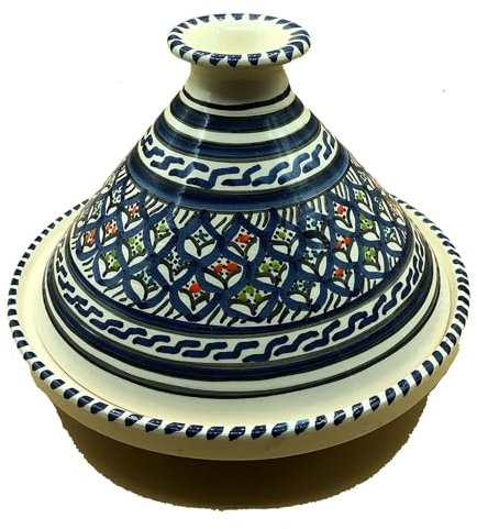 La Maison Unique: Dekorative Mini-Tajine aus weißer Keramik handbemalt - Tunesisches Kunsthandwerk 1003211100