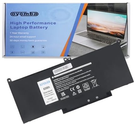 OYOMBA F3YGT DM3WC - Batteria per PC portatile Dell Latitude 7480 7490 7280 7290 7380 7390 E7480 E7490 E7280 451-BBYE DM3WC DM6WC 2X39G KG7VF P29S002 02 P7. 3G000