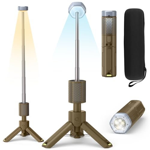 Mytrix Camping Light with 10000mAh Battery, Magnetic Base- Perfect for Adventure, Hiking, Camping, Live Streaming Teleskopisch Zusammenklappbare Magnetische Camping Laterne – Gelb