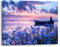 Piy Painting Lila Thema Leinwandbilder, Leinwandbild des Ruderers, Ölgemälden Landschaft, Seeblick Bild auf Leinwand Kunstdrucke auf Leinwand 40x30cm Bilder für Schlafzimmer Wand Deko als Geschenk