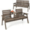 Sitzbank mit Tisch, Holzbank für 2–3 Personen, Bank mit klappbarem Mitteltisch, bis 320 kg, Gartenbank mit Rückenlehne, Parkbank Tannenholz, für Balkon, Garten, Terrasse, 160x64x86cm, Braun