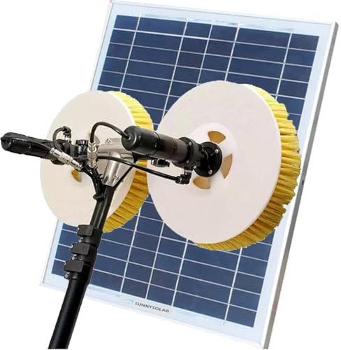 GAYAYAS Cabezal de Cepillo Doble Limpiador De Placas Solares, Limpia Azulejos, Cepillo telescópico Alimentado por Agua, Adecuado para La Limpieza De Cristales A Gran Altura