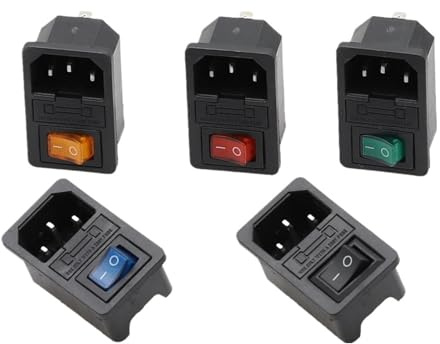 1PC Rocker Switch Fused IEC 320 C14 Inlet Power socket with lamp Fuse Switch Connector Plug Connector with fuse IDGTTLDF(Yellow)