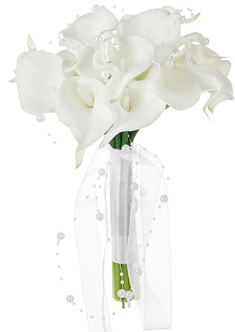 MODUDY Brautjungfern-Sträuße, Calla-Blumenstrauß, Brautstrauß, Hochzeits-Rosen-Calla-Lilien-Blumenstrauß, Party-Dekoration, Künstliche Blumen, Brautstrauß