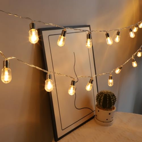 LED Lichterkette Batterie, 20 LED Lichterkette mit Timer, Lichterkette Mini Bulb Warmweiß 2m, Lichterkette für Innen, Zimmer, Party, Weihnachten, Hochzeit, Innendekoration, Batteriebetrieben