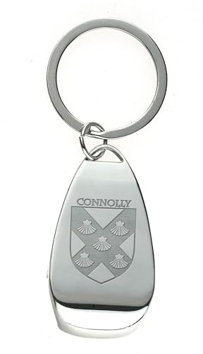 Connolly Irish Family Crest Bottle Opener Keyring - Angel Cross Design