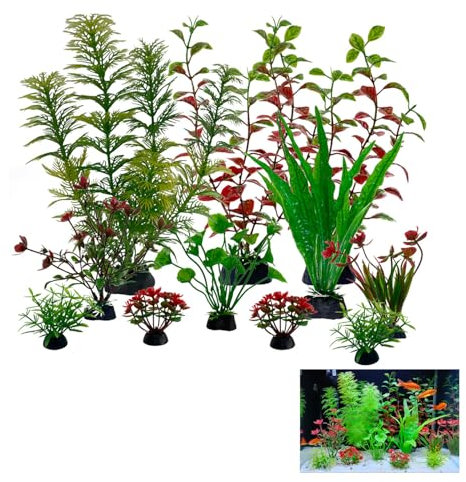 PERSENTU Fish Tank Accessories Aquarium Decorations Colorful Plants,11Pcs Fish Tank Plants Aquarium Decor Plants Artificial Aquariums Decorations Plant