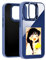 QSM E-Ink Bracket Phone Case for iPhone 13-15 Series,Photo Customiza NFC Ink Case Instantly Display Photos On Ink Screen Back Personalize Your Phone (Blue, for iPhone 15Pro Max(with Bracket))