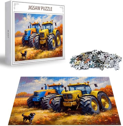 Puzzle 100 Teile Traktor Puzzle Erwachsene, Groß Puzzelmatten, Holzpuzzle für Erwachsene und Kinder ab 12 Jahren Wooden Jigsaw Bauernhof Geschicklichkeitsspiel für Die Ganze Familie, Geschenke D-460
