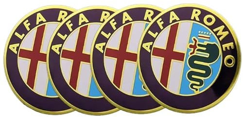 4 Stück Radnabenkappen für Alfa Romeo Giulietta 2011 50mm, Nabendeckel Aufkleber Radnabenabdeckung Nabenkappen Radnabenkappen Felgen Aufkleber Auto