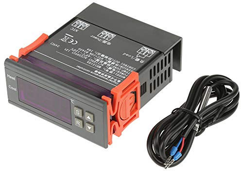 Phefop MH1210A Mini-Digital-LED-Thermostat-Temperaturregler mit Sensorsonde, Großem Messbereich von -40 Bis 120 °C, Startverzögerungsfunktion, Zur Kühl- und Heizungssteuerung (DC12V)