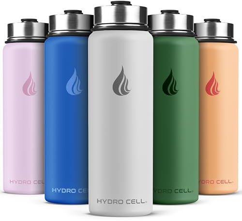 HYDRO CELL Stainless Steel Insulated Water Bottle with Straw - For Cold & Hot Drinks - Metal Vacuum Flask with Screw Cap and Modern Leakproof Sport Thermos for Adults (Frost 24oz)