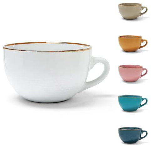 Bocguy Jumbotasse 700ml, Suppentassen mit Henkel, Keramik Tasse Groß, XXL Tasse, Große Kaffeetasse, Kaffeebecher, Müslischalen, Salatschüssel für Büro & Zuhause(Weiß)