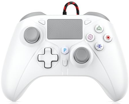 Dinosoo 10ft Wired for PS5 Controller, Compatible with PlayStation 5/PS-4 and PC, with Hall Effect Joystick Turbo Programmable Back Button Multi-Touch Pad 3.5mm Headphone Jack