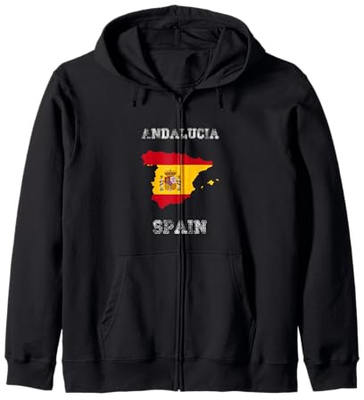 Andalucía España Vintage España Bandera Mapa Diseño Sudadera con Capucha
