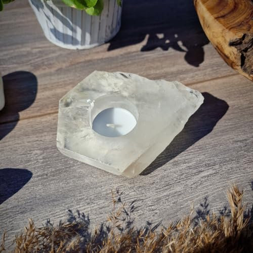 Budawi® Bergkristall Druse Spitze Stufe Teelicht Teelichthalter Edelstein Teelicht Einzelstück Unikat