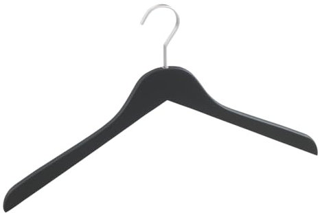 WENKO Kleiderbügel Paris, Garderobenbügel in schlanker Form mit breitem, drehbaren Haken und rutschhemmender mattierter Beschichtung, ideal für die Garderobe, 44 x 25 cm x 1,2 cm, Schwarz matt