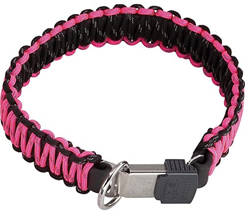 Sprenger Hundehalsband aus stabilem Paracord Nylon mit Edelstahl Clic Lock Verschluss I Wasserabweisende Halskette, reflektierend, langlebig 40 cm, pink