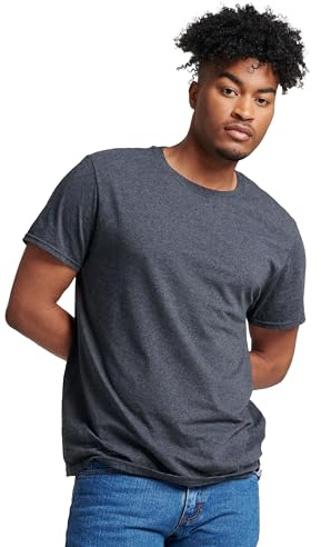 Russell Athletic Men's Essenital Short Sleeve Tee T-Shirt, Black Heather, XXXXL