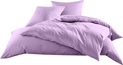 Bettwaesche-mit-Stil Mako-Satin Baumwollsatin Bettwäsche Uni einfarbig zum Kombinieren (Bettbezug 140 cm x 200 cm, Flieder) viele Farben & Größen