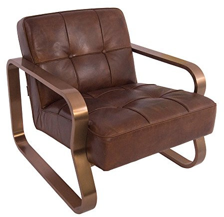 Design-Clubsessel Savona Vintage Cigar Edelstahl Kupfer-Finish Ledersessel Leder Sessel