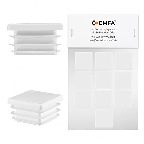EMFA Bouchon Tube Carré 60x60 mm Blanc – Embout à Lamelles en Plastique – Capuchon 6x6 cm – Lot de 10