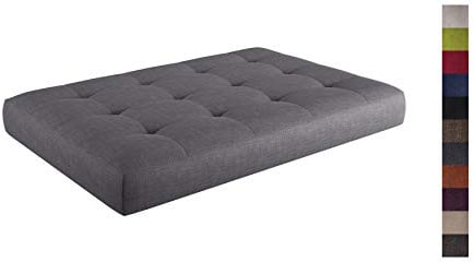 sunnypillow Palettenkissen für Gartenmöbel - Sitzkissen 120x80x15 cm - Palettenauflage für Palettensofa - Palettenpolster, Sitzpolster für Palettenmöbel - Gesteppte Kissen mit Knöpfen - Grau
