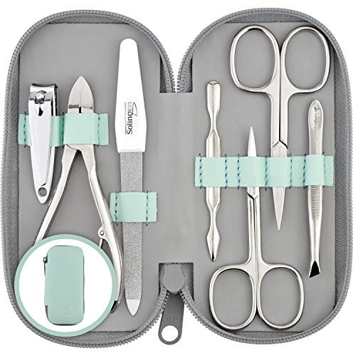 marQus kit manucure pédicure 7 pièces de Solingen - set de manucure professionnel en cuir complet, 2 coupe-ongles, lime à ongles Solingen, pince à épiler, 2 ciseaux, pousse-cuticule