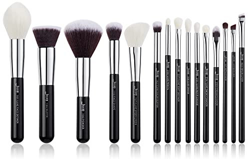 Jessup Beauty Make-up Pinsel Set Kosmetik Schmink 15 Stück Augen Gesicht Brush Lidschatten Foundation Puder Schwarz Silber T180
